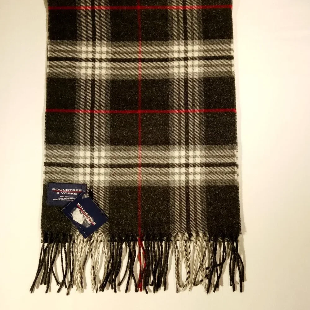 Roundtree & Yorke Scarf/Muffler Lot of 2 Charcoal Gray Taupe Acrylic NWT